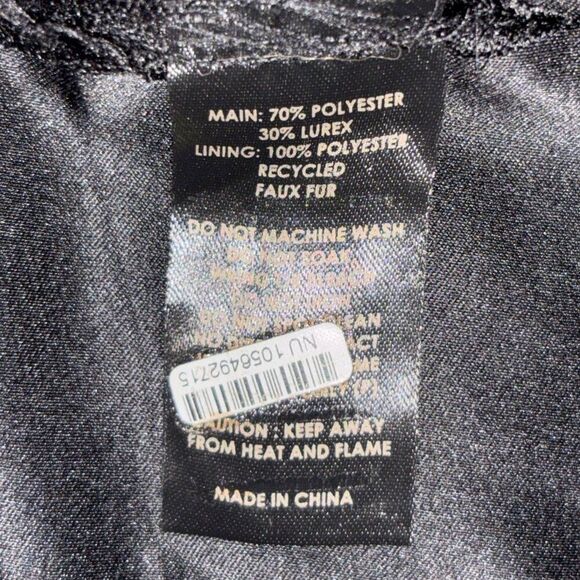 UNREAL FUR X NUULY Stardust Faux Fur Cropped Jacket Metallic Mob Wife Glam Coat - Picture 12 of 12